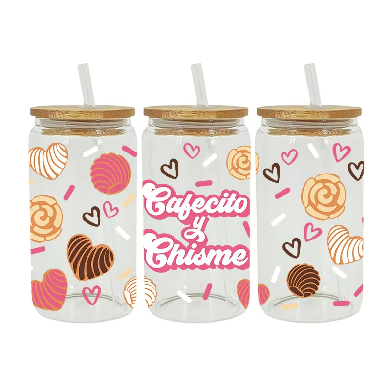 Beautiful Customized 16 oz UV DTF Cup Wraps Waterproof and Washable Vinyl for Tumblers Water Transfer Printed Design
