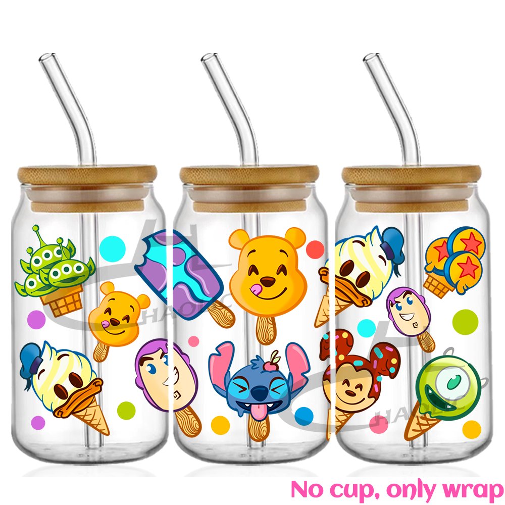Hot Sale Sticker Waterproof and Scratch-proof Cartoon UV DTF Cup Wrap Transfers Ice Cream Wholesale UV DTF Cup Wrap Transfers