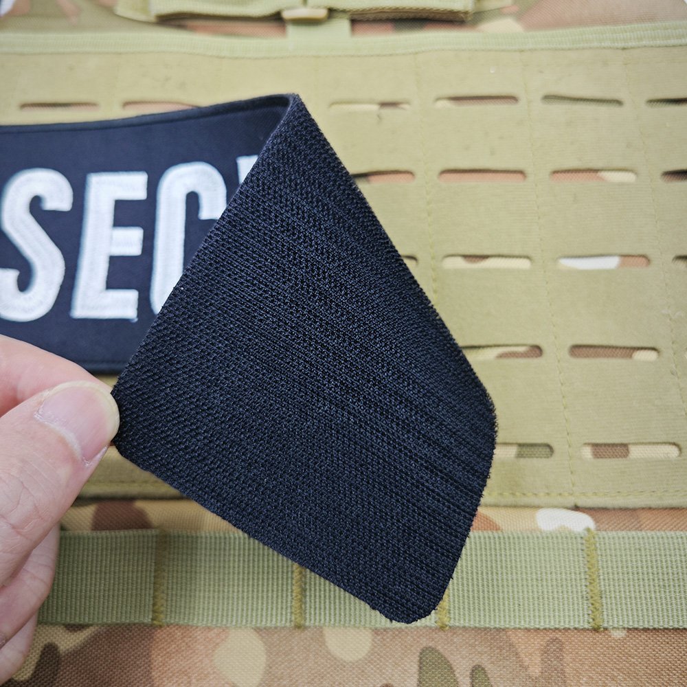Spot Security Tactical Back Sticker Embroidery Heat Transfer Printing Reflective Vest Patch with Adhesive Hook and Loop