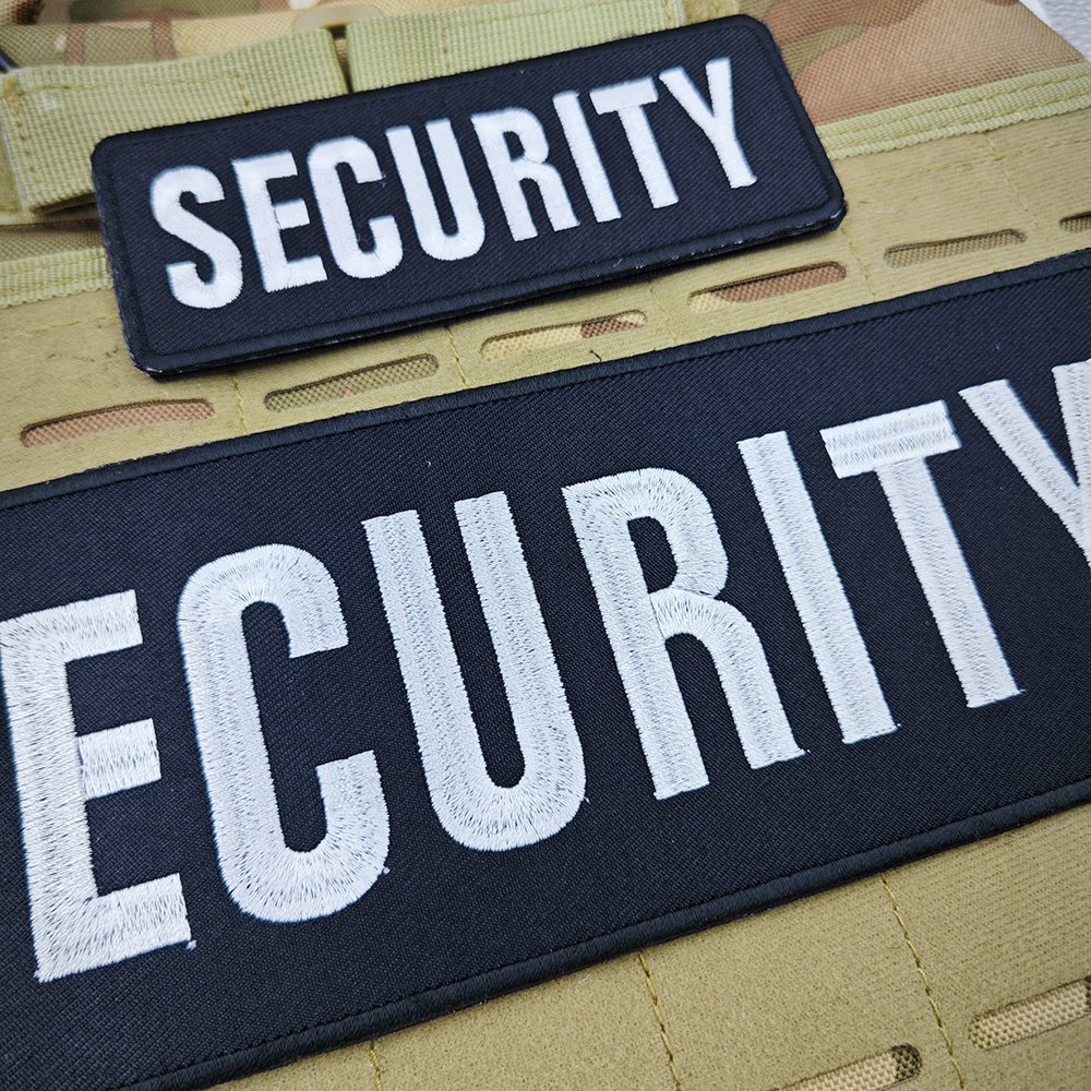Spot Security Tactical Back Sticker Embroidery Heat Transfer Printing Reflective Vest Patch with Adhesive Hook and Loop