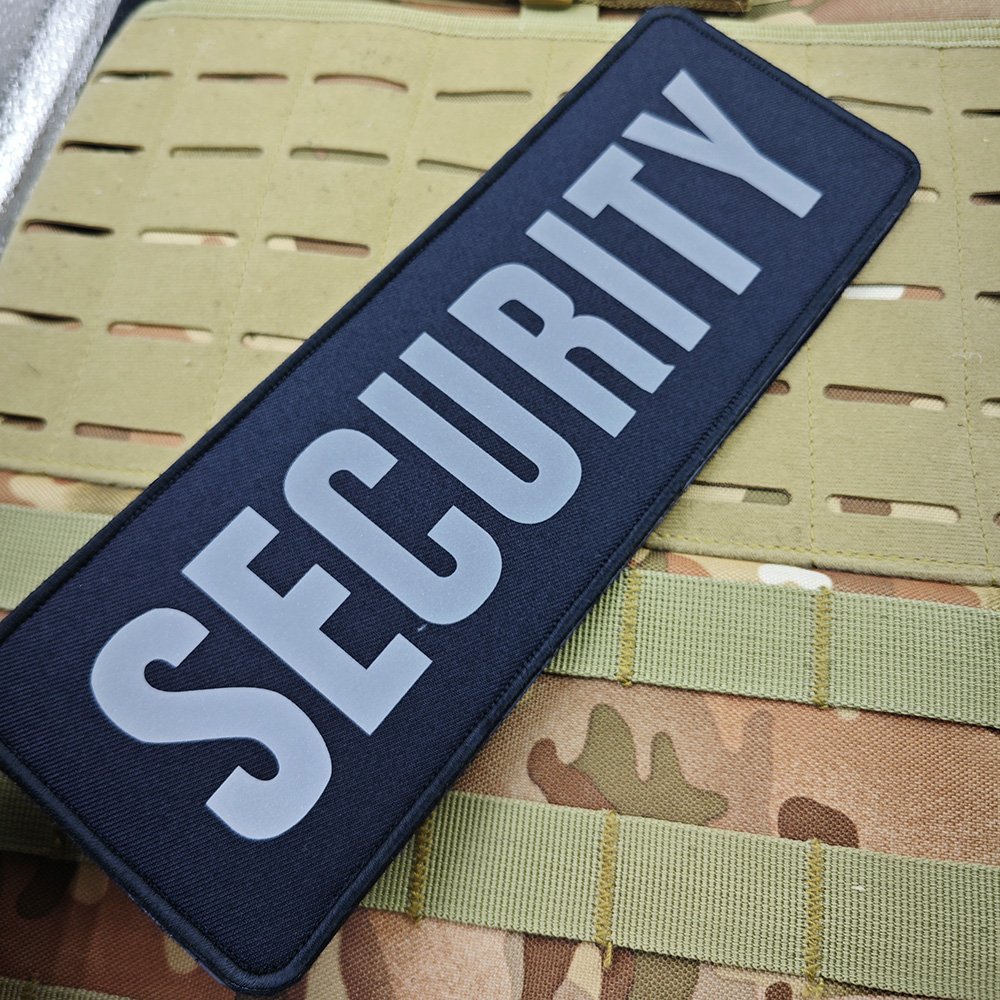 Spot Security Tactical Back Sticker Embroidery Heat Transfer Printing Reflective Vest Patch with Adhesive Hook and Loop