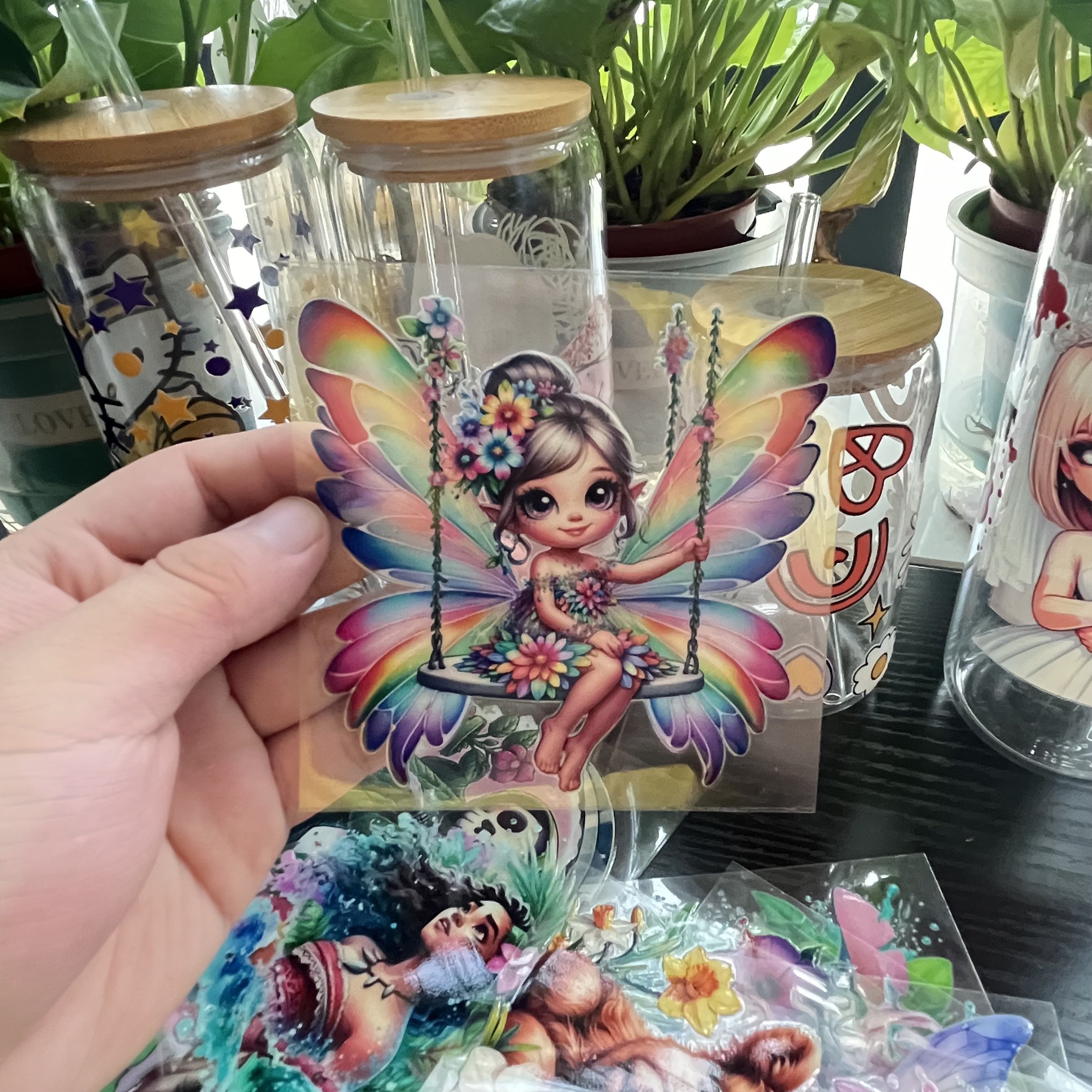 Custom 16oz Glass Cup Transfers Waterproof UV DTF Vinyl Wrap with Heat Transfer Printing Label Cup Wraps & Plastisol Transfers