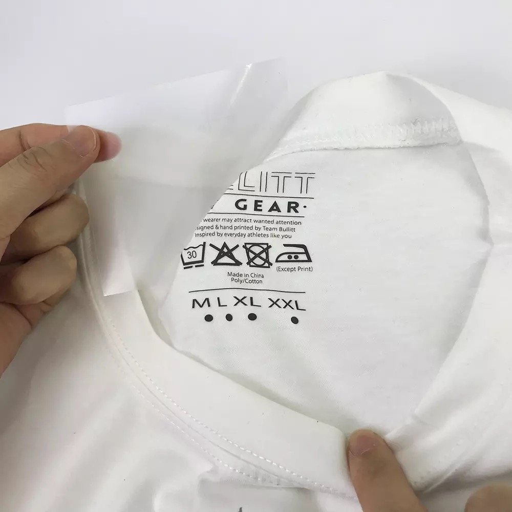 Wholesale Custom Size Color Brand Name Cloth Printing Heat Thermal Transfer Wash Care Neck Labels For T Shirts
