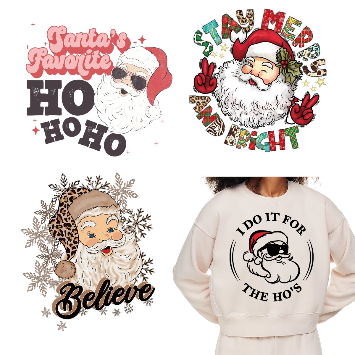 Christmas transfers printing dtf transfers stickers Wholesale Custom Design iron on Heat Ready to Press for T-shirts hoodies