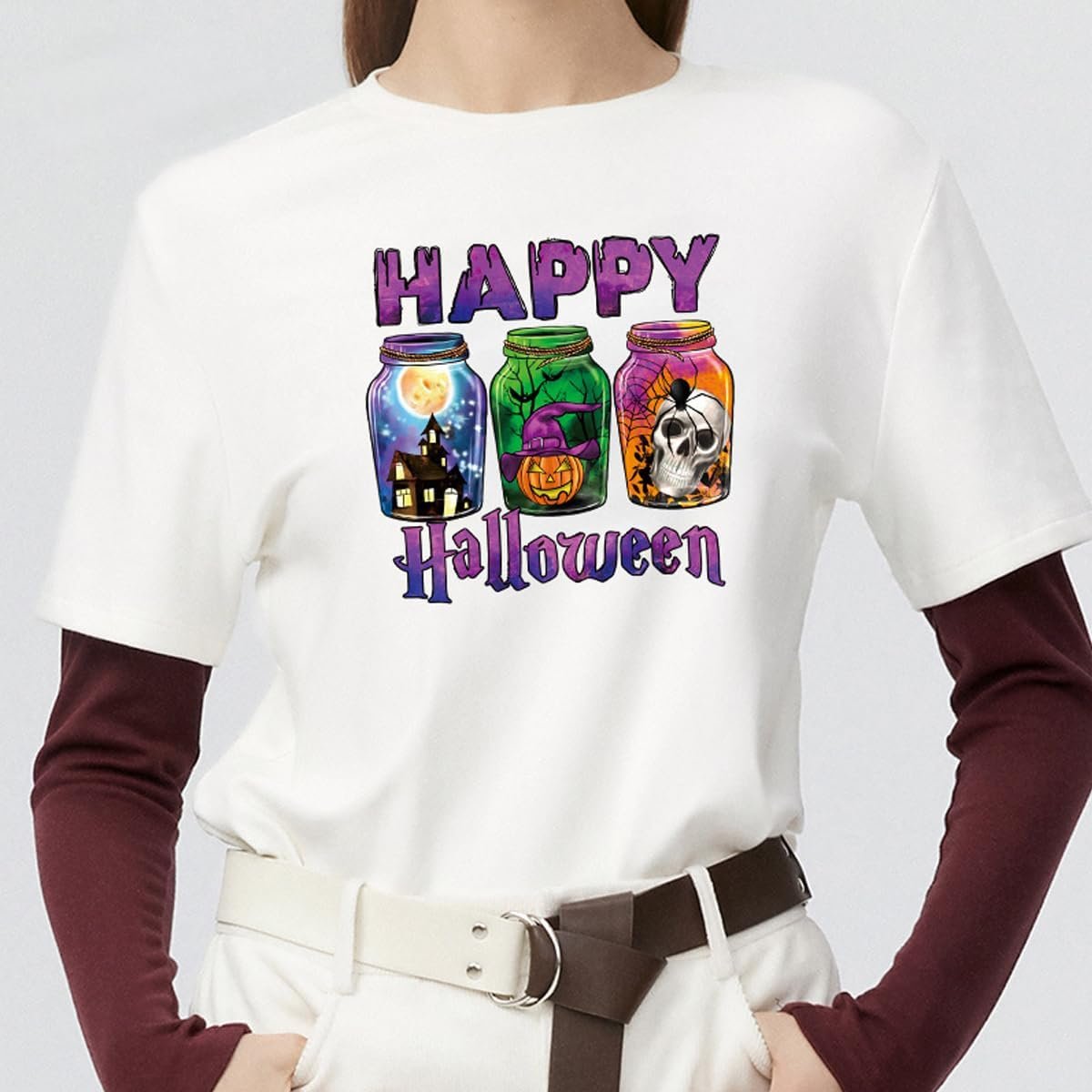 Halloween DTF Transfers Stickers for Sweater Pumpkin Bat Eyes Spider Designs Halloween Iron on Decals for T Shirts Clothing