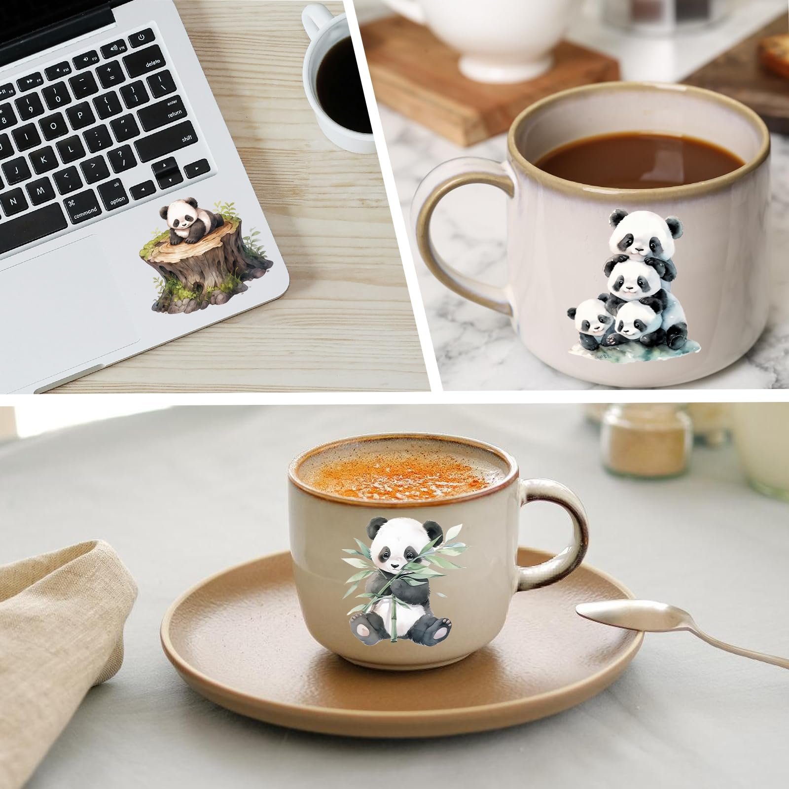 UV DTF Cup Wraps for 16 OZ Cute Panda Style UV DTF Cup Wrap Transfer Stickers Used on Glass and Wooden DIY Crafts