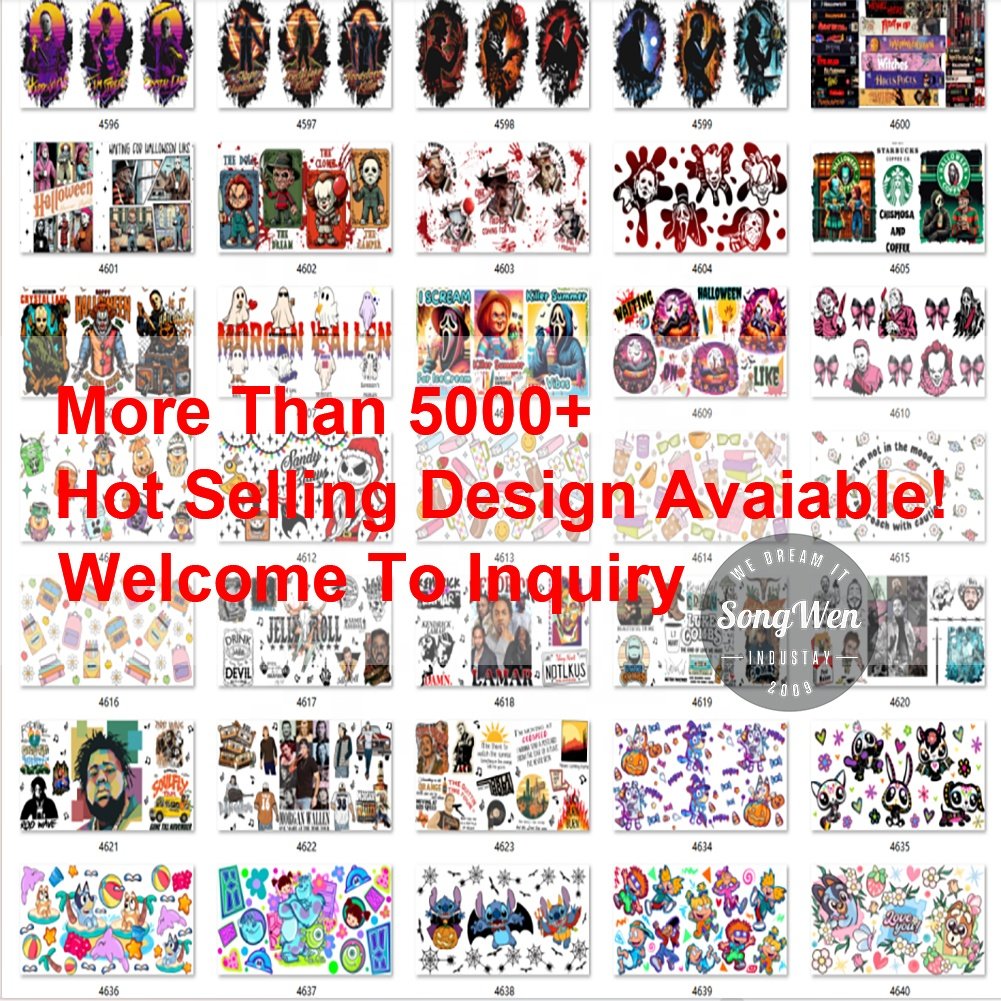 Halloween Vinyl 16oz uv dtf cup wraps transfers double-sided custom stickers waterproof affirmation uv dtf cup wrap transfers