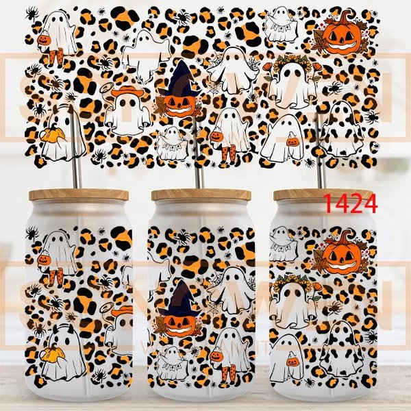Halloween Vinyl 16oz uv dtf cup wraps transfers double-sided custom stickers waterproof affirmation uv dtf cup wrap transfers