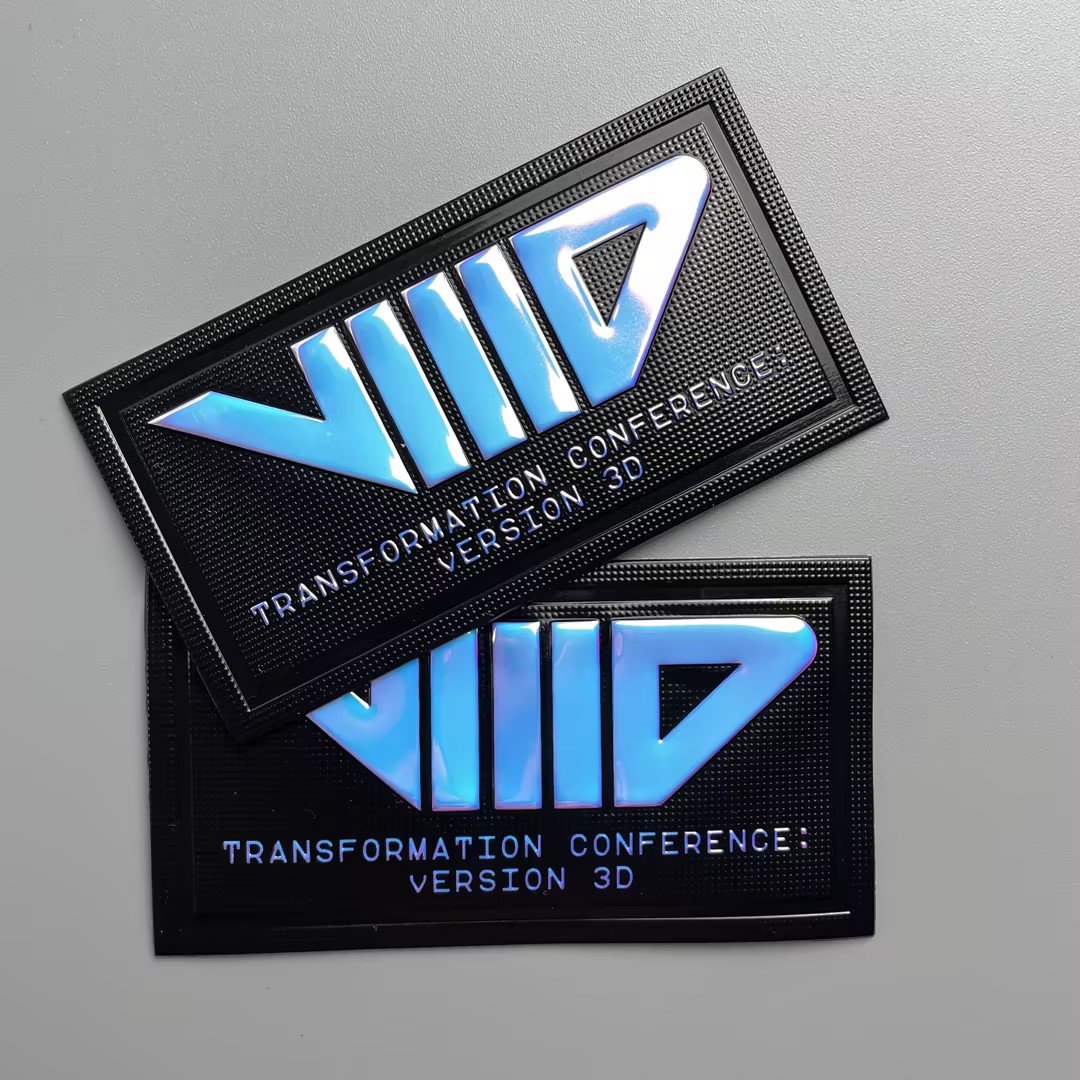 2023 New Design Iron on Sew on Custom Iridescent rainbow colored holographic effect hologram metallic TPU patch for Sportswear