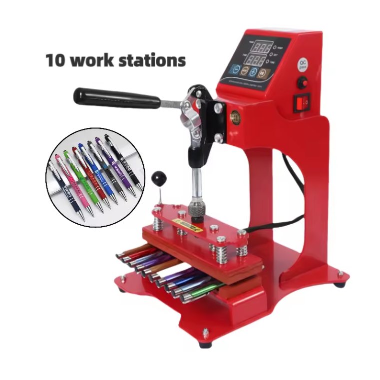 High capacity 10 station pen printing machine heat transfer stamping machine logo printing advertising pen machine