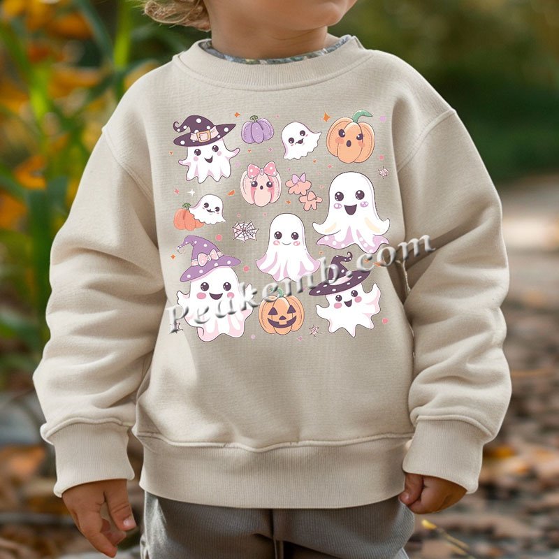 Boo Pumpkim DTF Transfer Printing Halloween Festival Custom Kids Garment