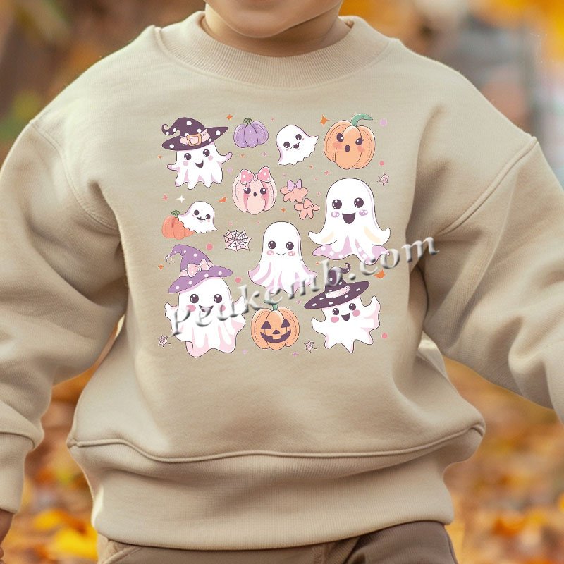 Boo Pumpkim DTF Transfer Printing Halloween Festival Custom Kids Garment