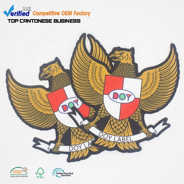 Fabric Parches Wholesale Custom Your Brand Logo Heat Transfer Sublimation Patches for Garment Accessories