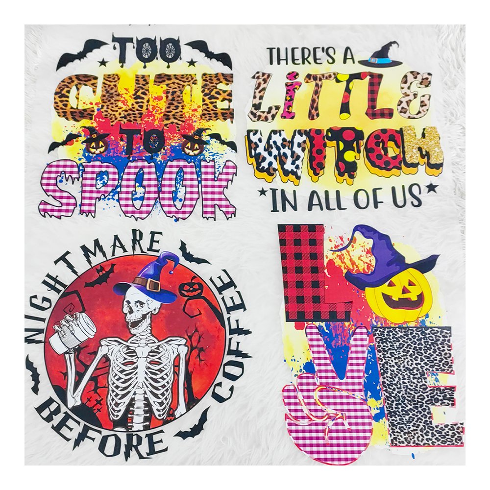 Wholesale Halloween colorful design custom logo dtf heat transfer printing for t-shirt