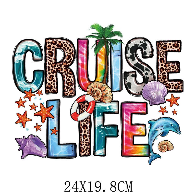 Cruise Life Custom Iron on Care Label Heat Transfers Decals for T Shirt Clothes Hoodie Pillows Heat Transfer Printing