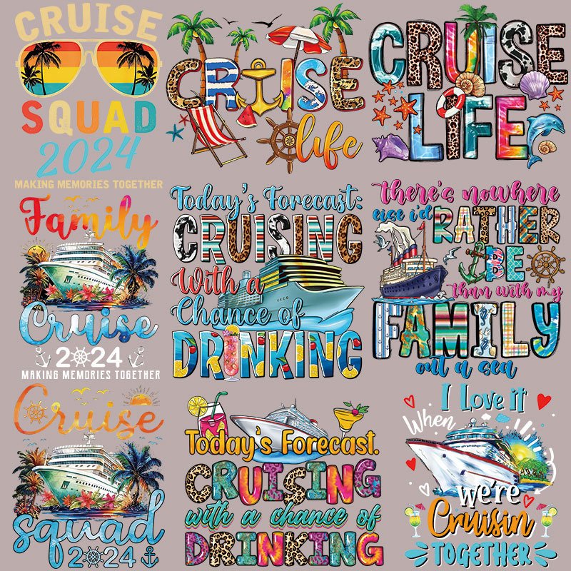 Cruise Life Custom Iron on Care Label Heat Transfers Decals for T Shirt Clothes Hoodie Pillows Heat Transfer Printing