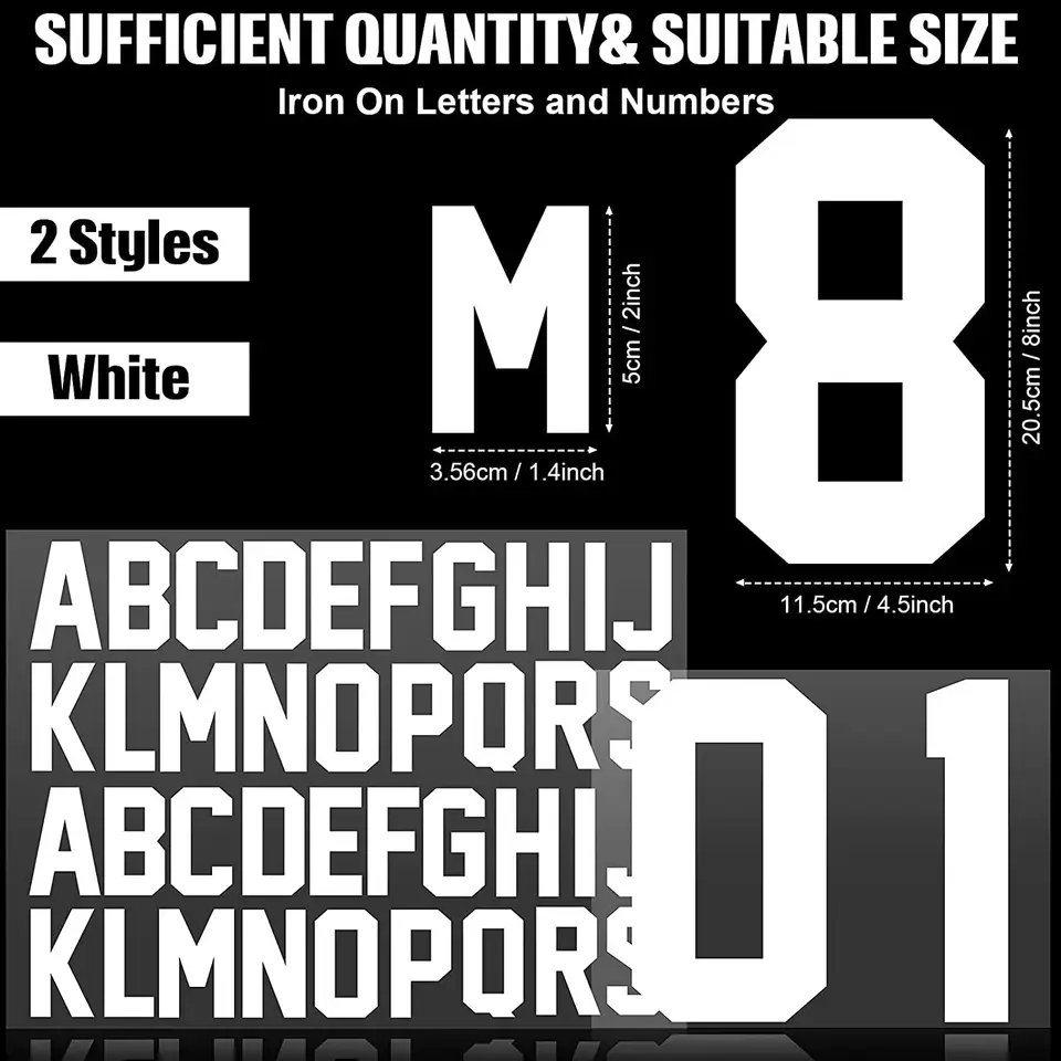 Custom T-Shirt Iron On Letters Patches Kit Heat Transfer Numbers and Letters for Jersey Football Baseball Team Name