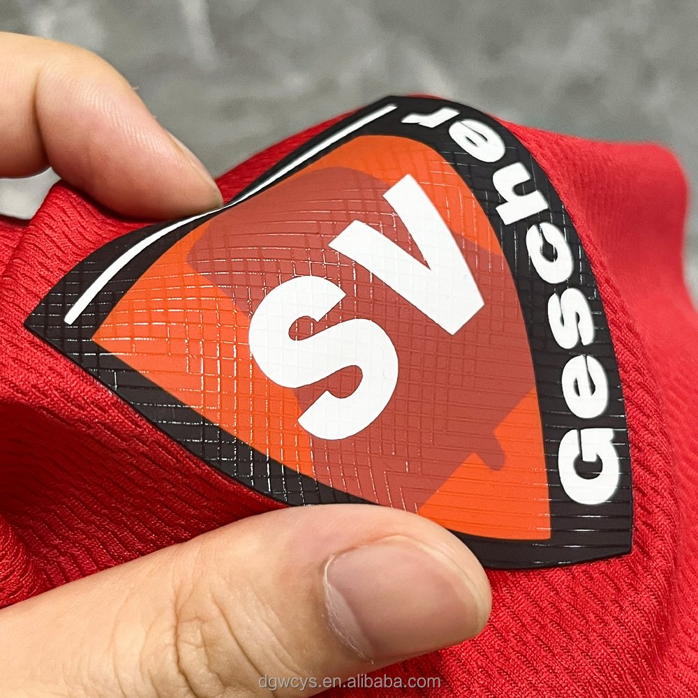 Custom Iron On Silicone Label Rubber Badges Screen Printing 3D Heat Transfer Soft Transparent mesh line pattern Silicone Patch