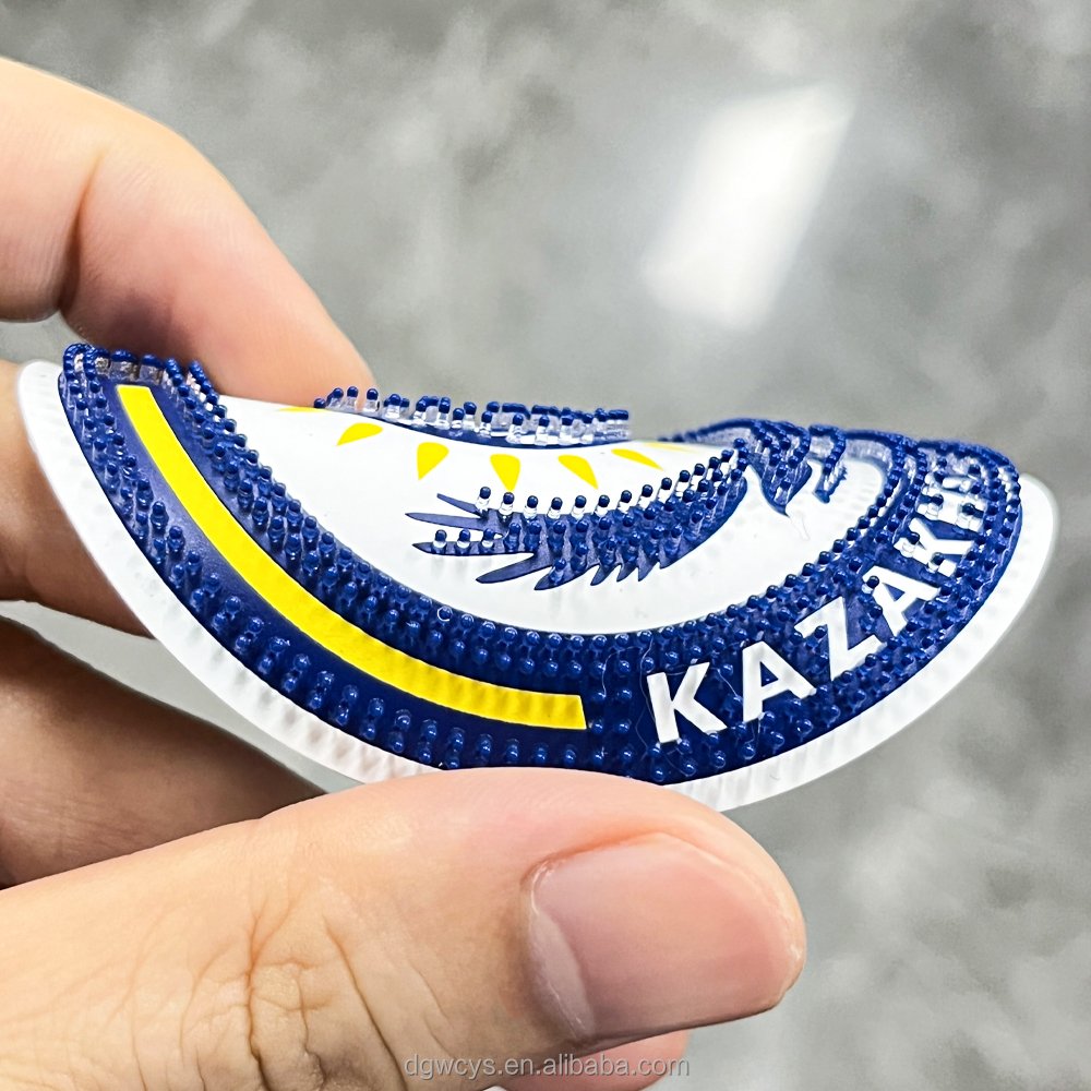Custom Iron On Silicone Label Rubber Badges Screen Printing 3D Heat Transfer Soft Transparent mesh line pattern Silicone Patch