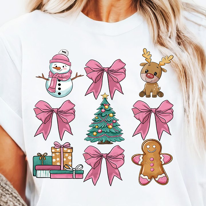 best seller Christmas bow coquette custom designs cold hot peel screen print iron on dtf transfers for t shirts sweatshirts