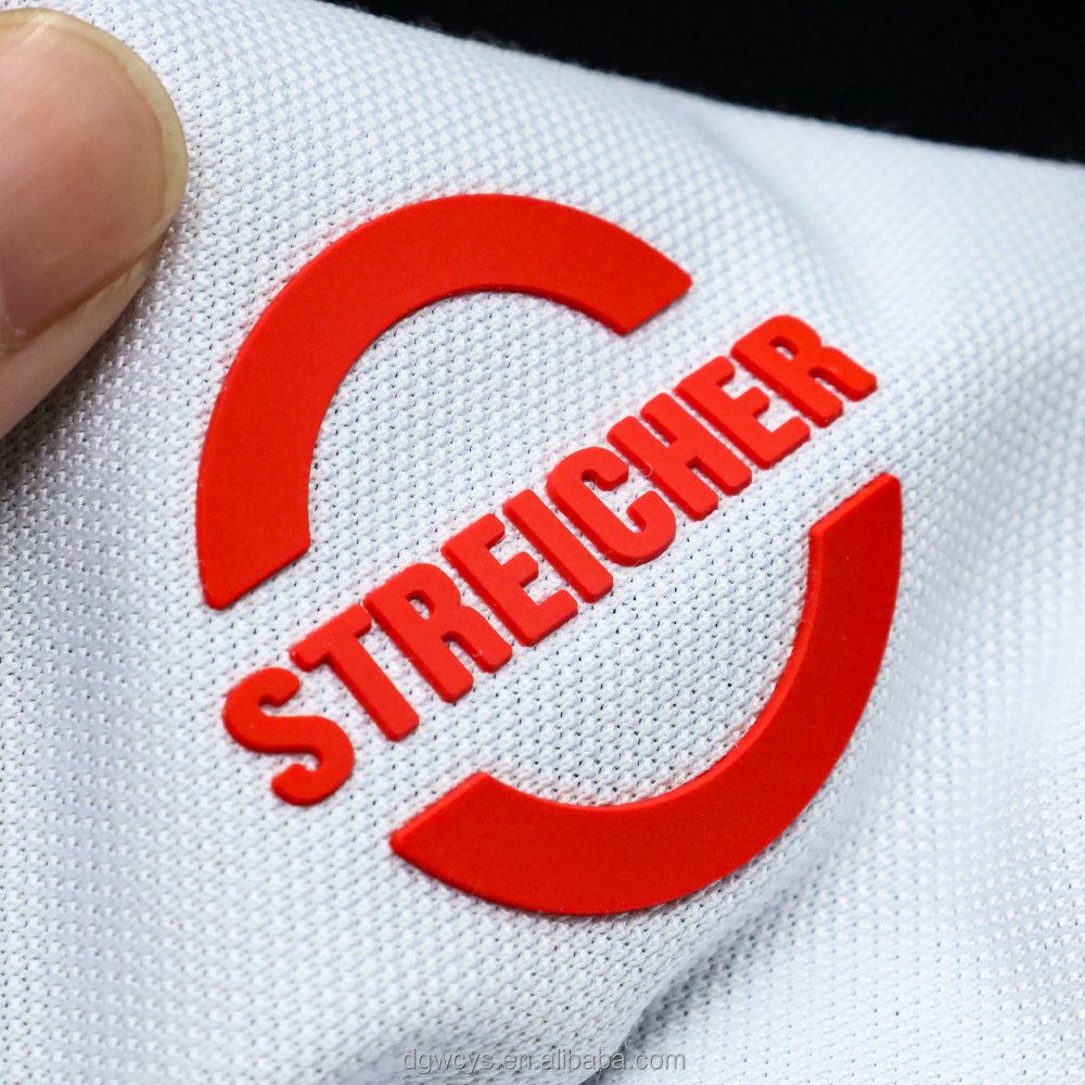 Factory High Density Brand Sticker Custom Logo Maker Custom 3D Raised Heat Transfer Print Silicone Labels for T Shirt