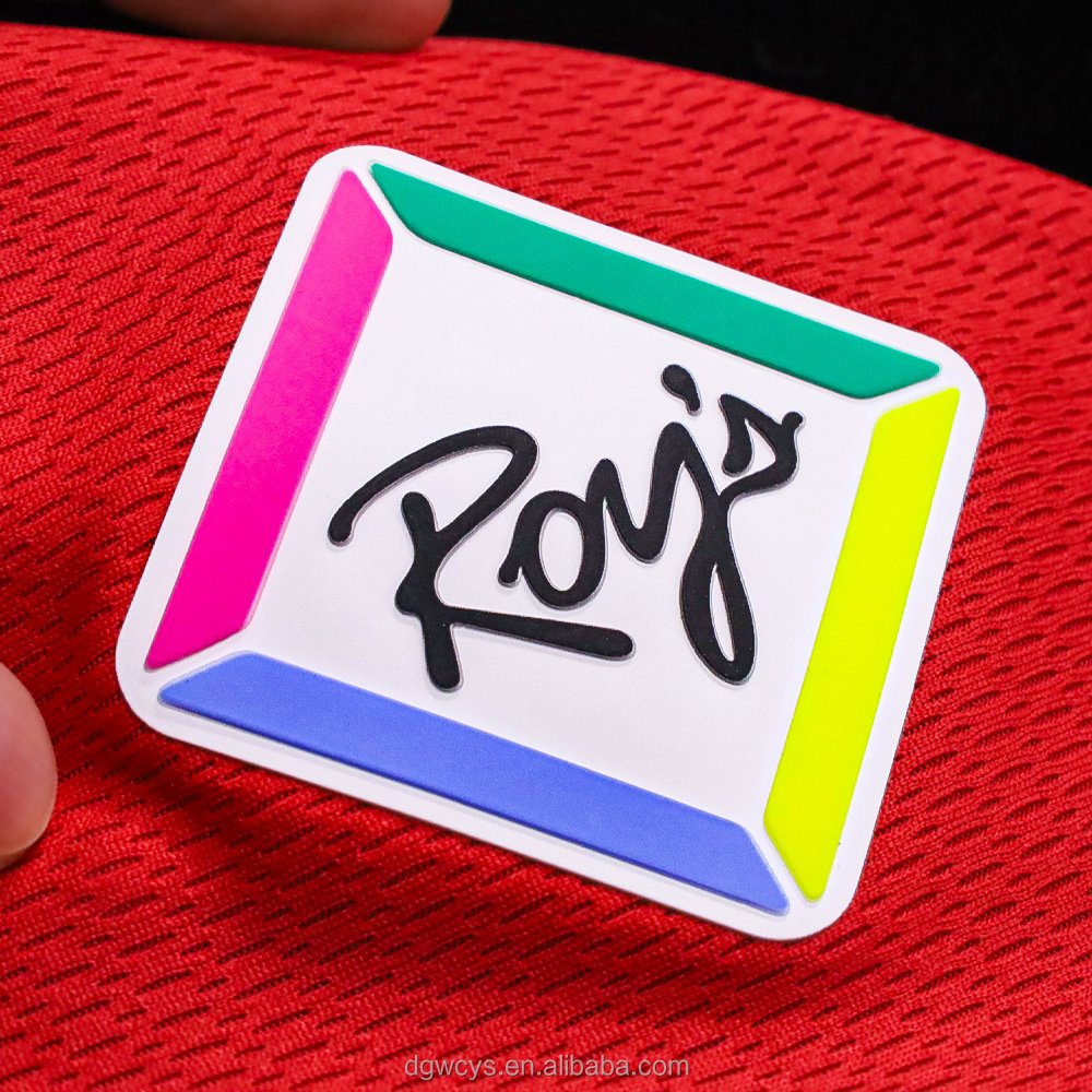 Factory High Density Brand Sticker Custom Logo Maker Custom 3D Raised Heat Transfer Print Silicone Labels for T Shirt