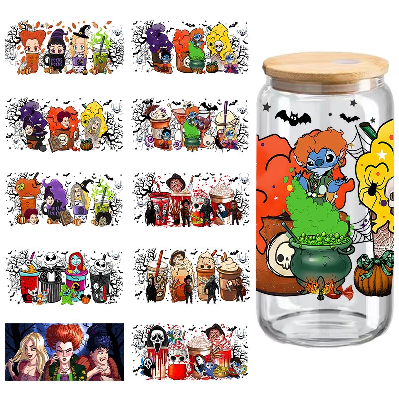 Halloween-style design Low Price use for mugs vinyl stickers transfers print uv dtf cup wrap trasnfers 16oz
