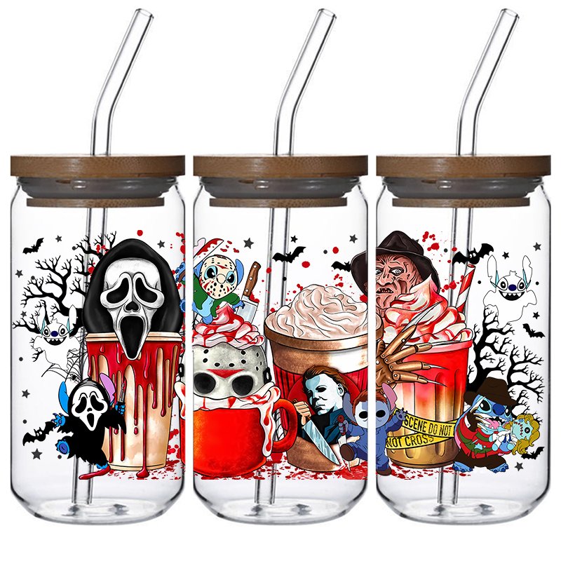 Halloween-style design Low Price use for mugs vinyl stickers transfers print uv dtf cup wrap trasnfers 16oz