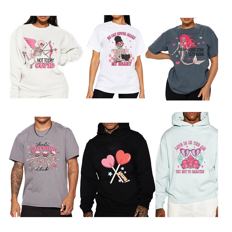 Custom dtf transfers New Design Valentine's Day Heat Transfer Designs Dtf Heat Press Transfers Vinyl Plastisol Label Stickers