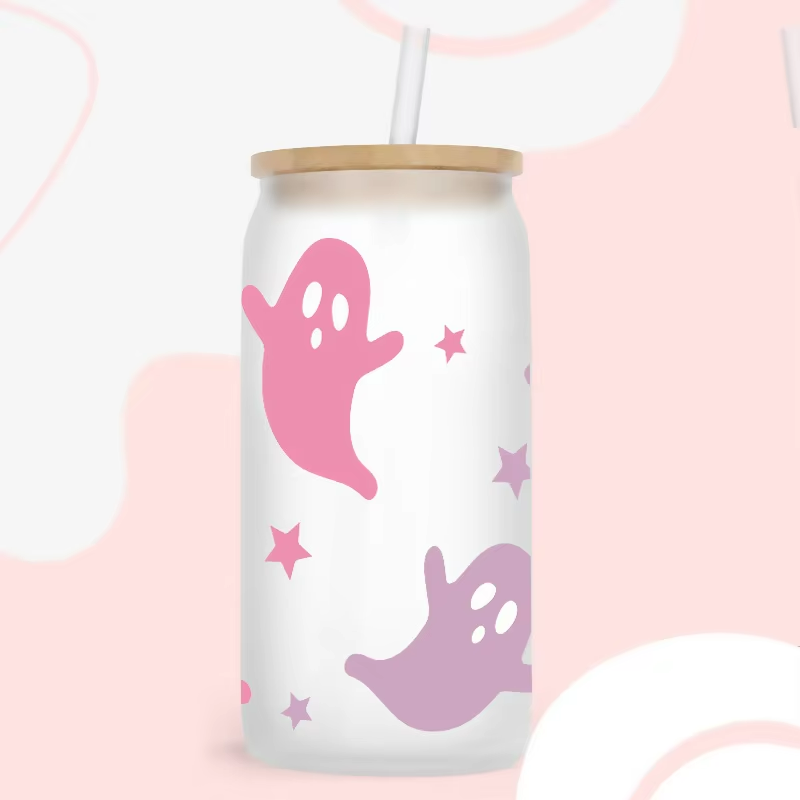 Halloween Waterproof 16Oz Glass Washable Water Transfer Printing Halloween Printed Waterproof for Glass