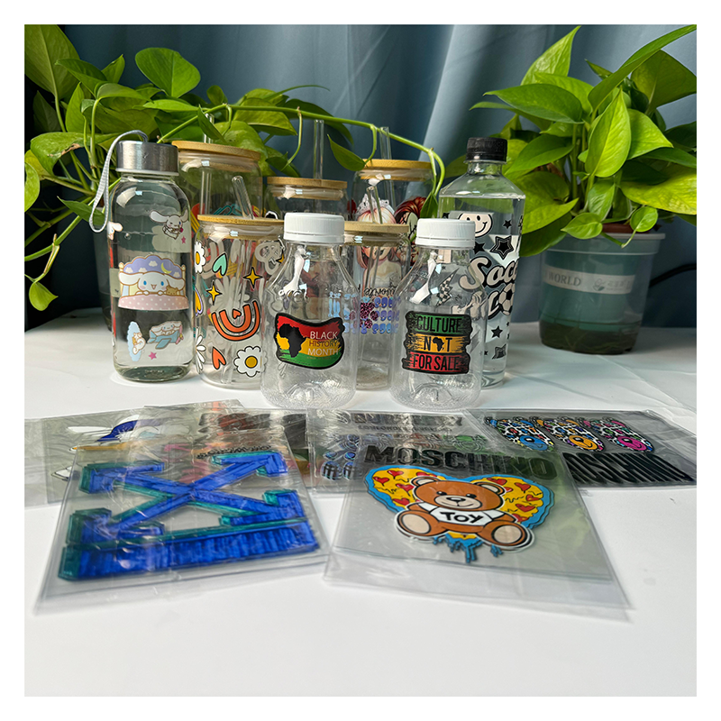 Custom 16oz UV DTF Cup Packaging Water Transfer Printing Sticker Tumblers Mugs Bottles Heat Transfer PET Plastic Washable