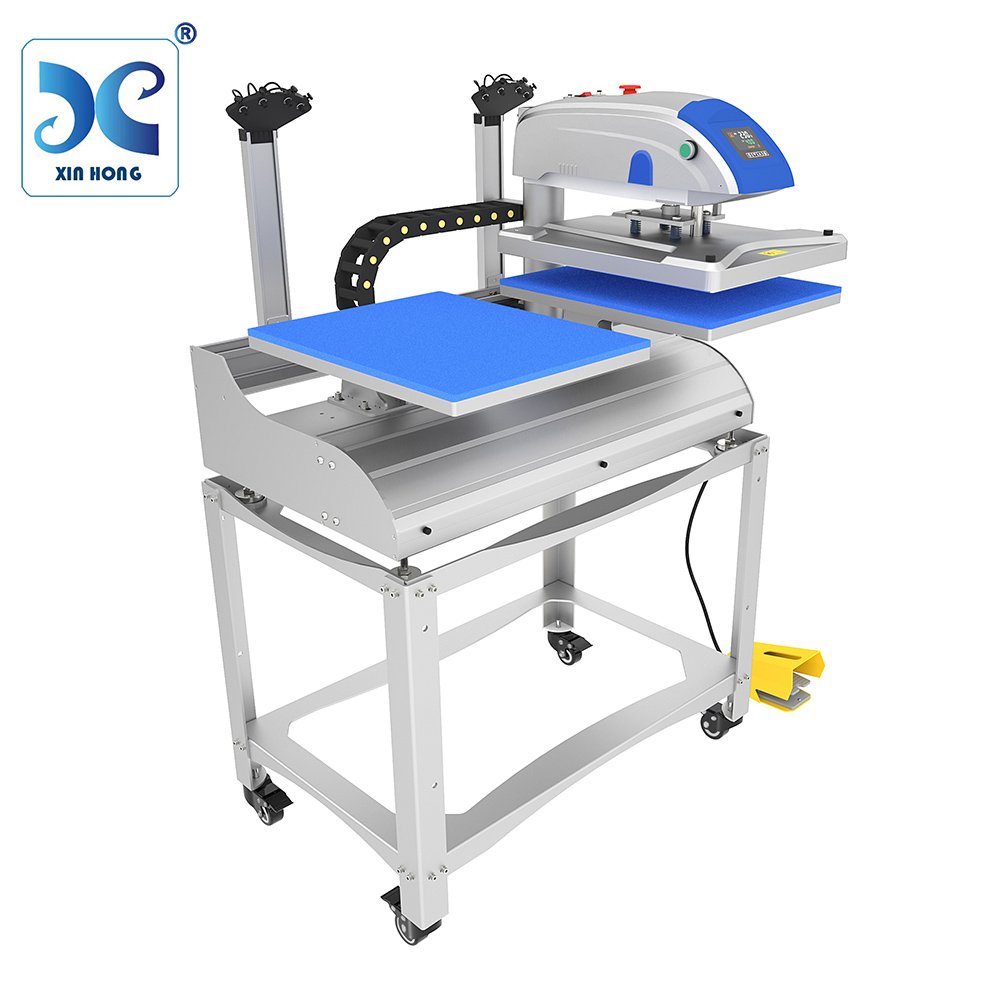 Electric Double Station Automatic Tshirt Printing Transfer Sublimation Heat Press Machine 16x20 With Moveable Stand