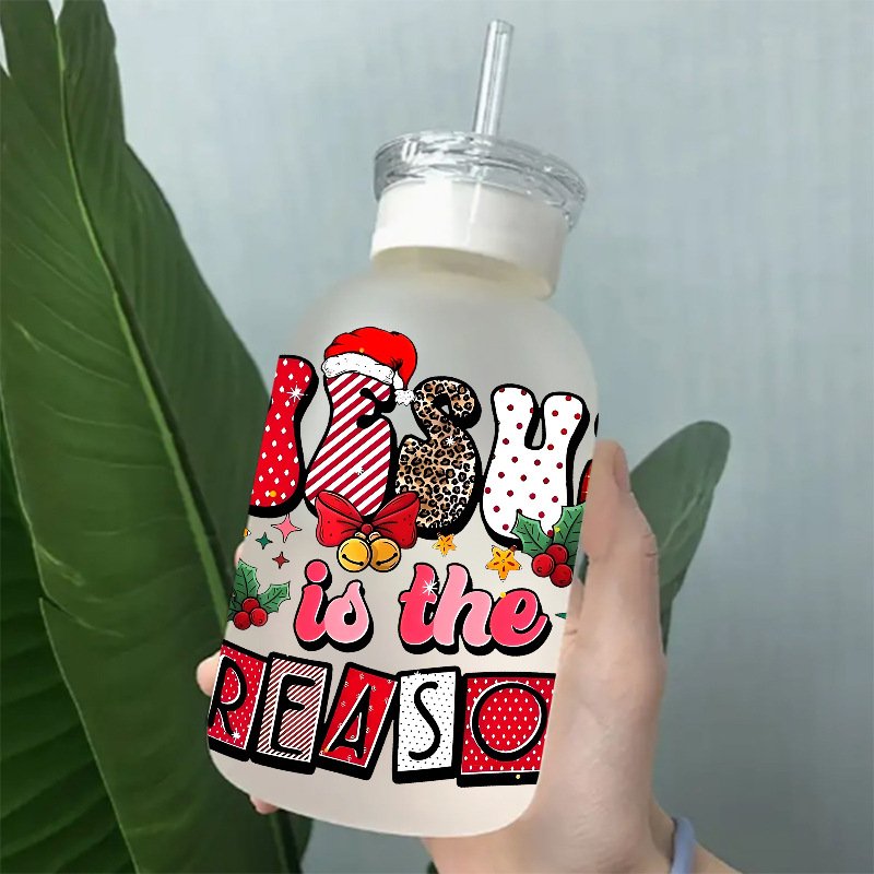 New Arrivals Christmas UVDTF Tumbler Sticker Mug Decals UV DTF Cup Wrap Transfer 16oz Glass Beer Can Cartoon Letter Cup Stickers