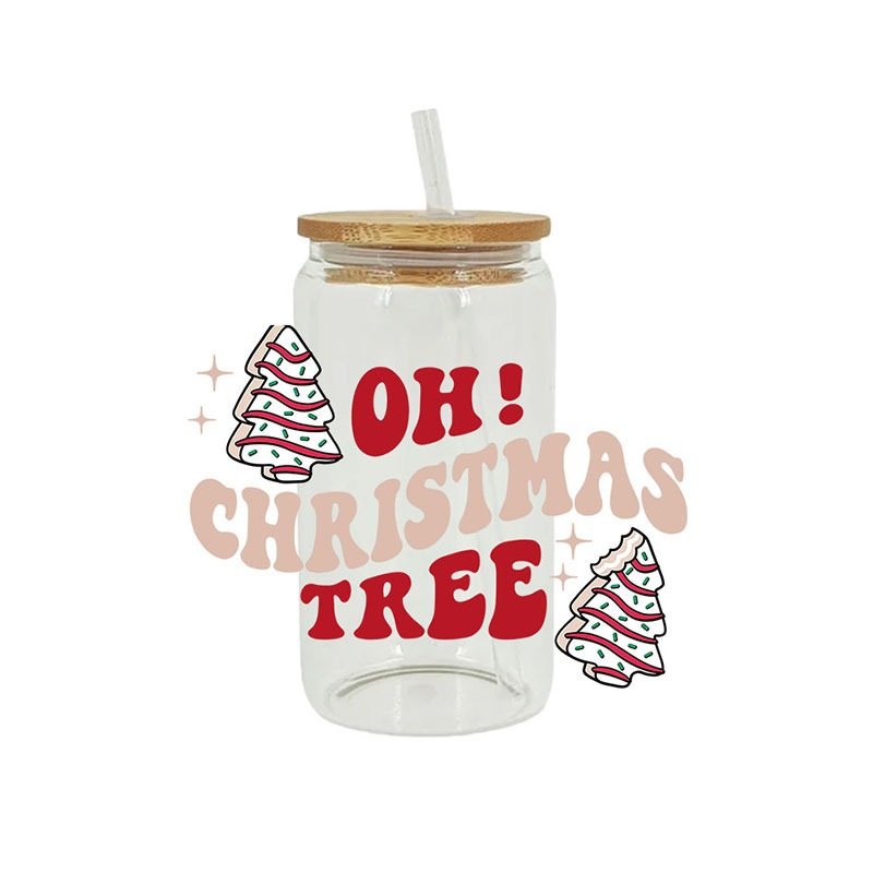 New Arrivals Christmas UVDTF Tumbler Sticker Mug Decals UV DTF Cup Wrap Transfer 16oz Glass Beer Can Cartoon Letter Cup Stickers