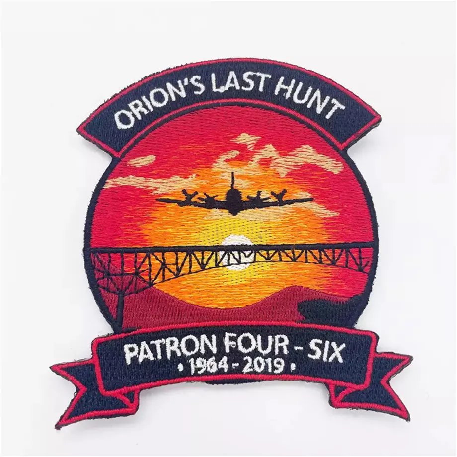 Personalized logo badge Heat transfer printing with embroidery combine iron on custom logo patch embroidery patches