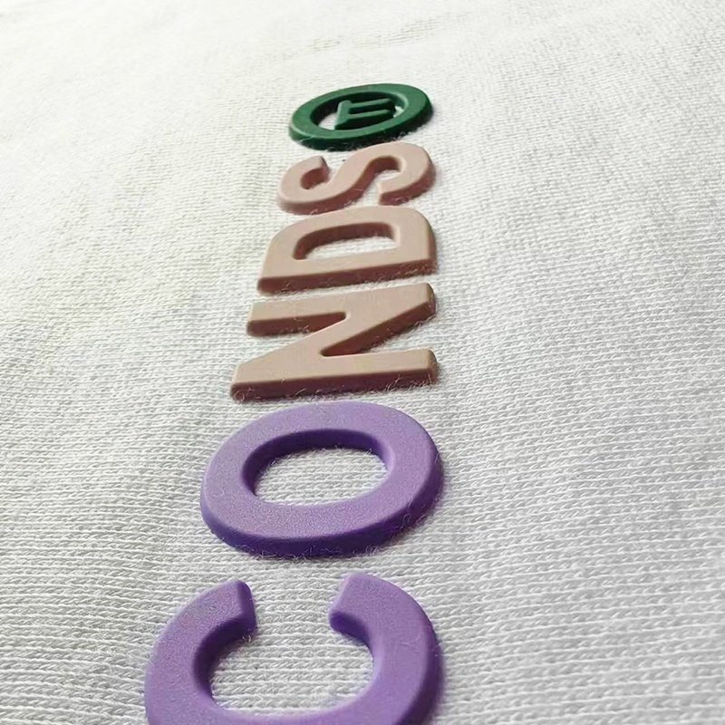 Custom 3D Color Letter Clothing Label TPU Heat Transfer Printing Silicone Garment Labels Washable Garment Shoes Bags Accessories