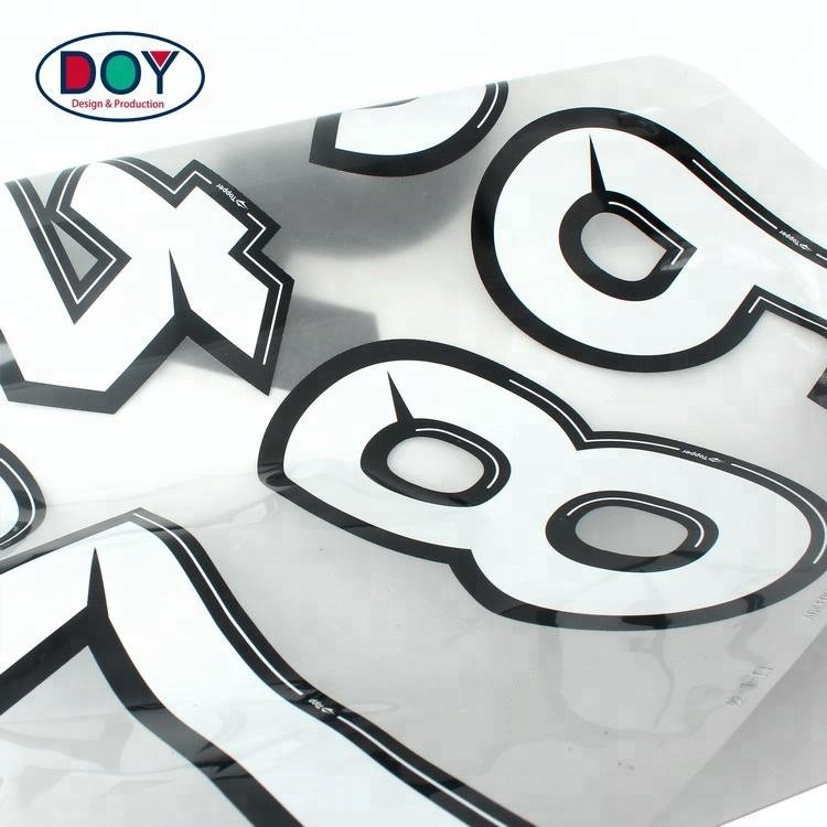Custom Letters Numbers Stretch Plastisol Heat Transfer Printed Sticker Label for Sportswear Clothing
