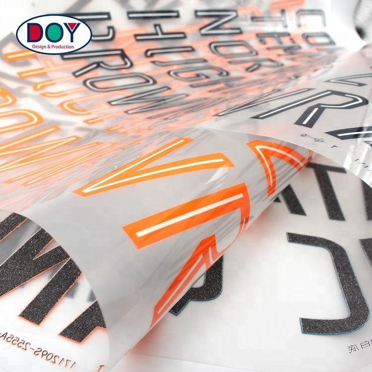 Custom Letters Numbers Stretch Plastisol Heat Transfer Printed Sticker Label for Sportswear Clothing