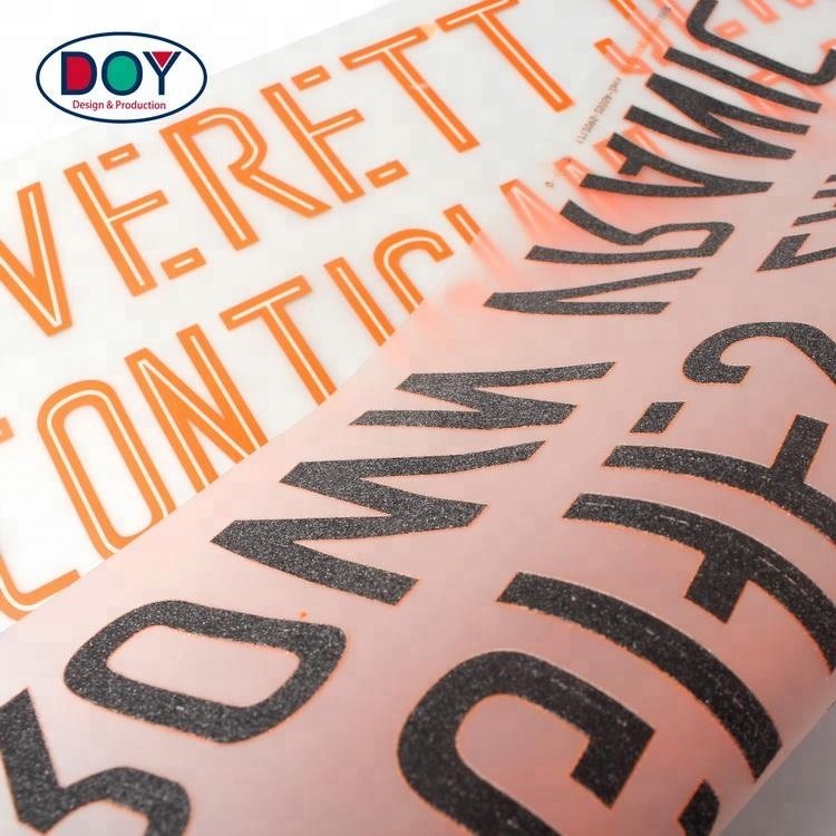 Custom Letters Numbers Stretch Plastisol Heat Transfer Printed Sticker Label for Sportswear Clothing