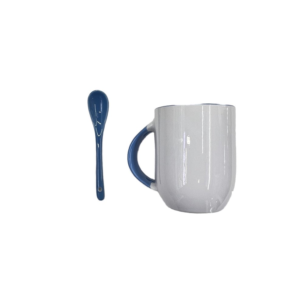 Custom 11oz 330ml Stainless Steel Travel Coffee Mug 3D Design Ceramic Inner Handle Heat Press Machine Logo Transfer Printing Top
