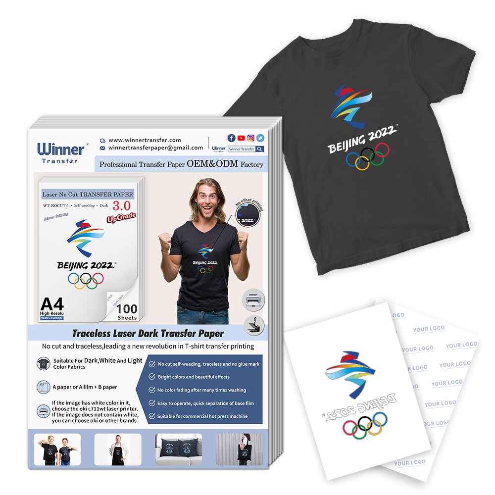 Winner Transfer A3 A4 A+B No Cut Transfer Paper self-weeding laser heat transfer paper for oki laser printer