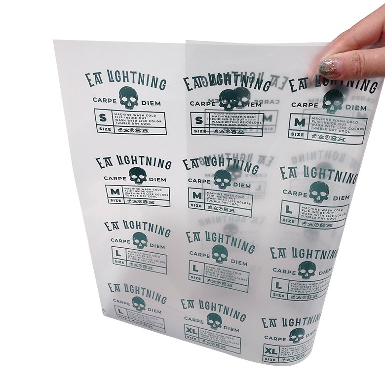 custom size labels dtf printed plastisol heat transfer washable sticker collar label shirt tags neck label