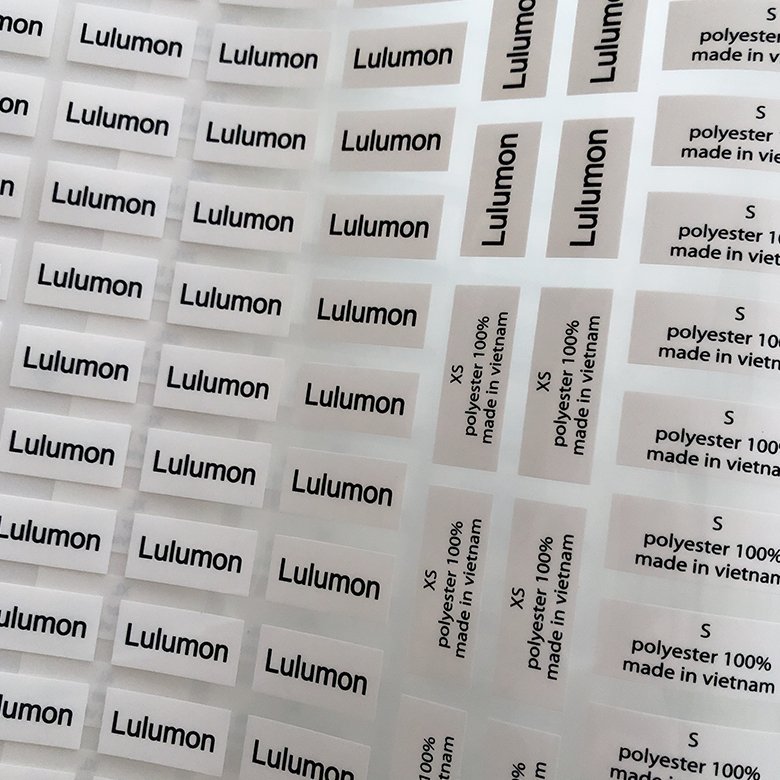 custom size labels dtf printed plastisol heat transfer washable sticker collar label shirt tags neck label