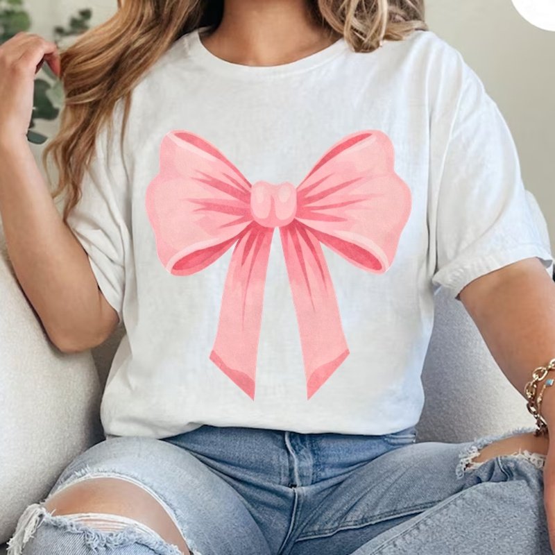 30+ Watercolor Coquette Pink Bow DTF Transfer Custom Print Soft Girl Era Ready to Press Transfer Iron on Aesthetic Design