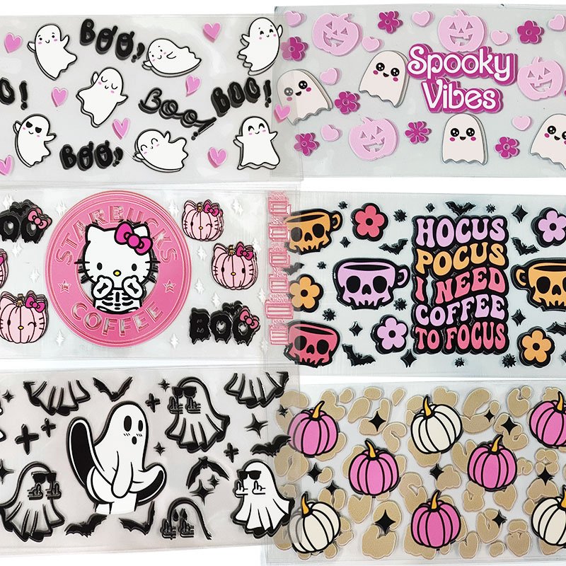 Wholesale Custom Nightmare Before Christmas UV DTF Wrap Transfer Printing 16oz Waterproof Permanent Adhesive Sticker for Cup