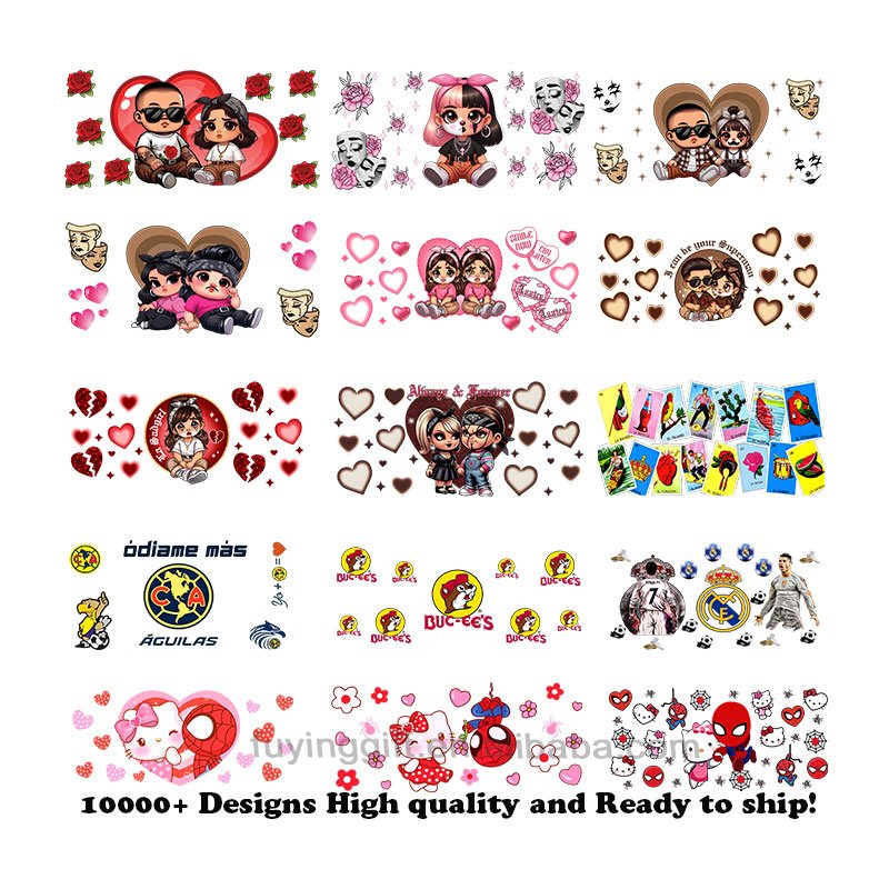 Top Sell UV DTF Cup Wrap Transfers Custom Waterproof Stickers High Adhesive UVDTF Cup Decals 16oz Wraps for Cup
