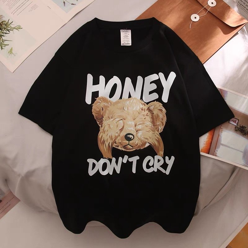 New Fashion plus size custom o neck T-shirt summer spring t-shirt for women bear printed loose stacking woman t shirts