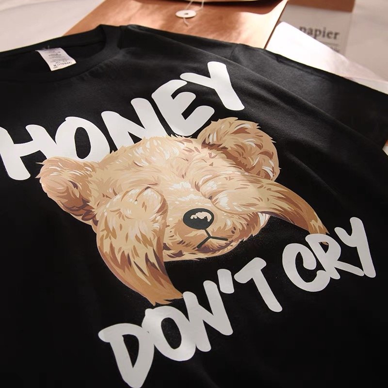 New Fashion plus size custom o neck T-shirt summer spring t-shirt for women bear printed loose stacking woman t shirts