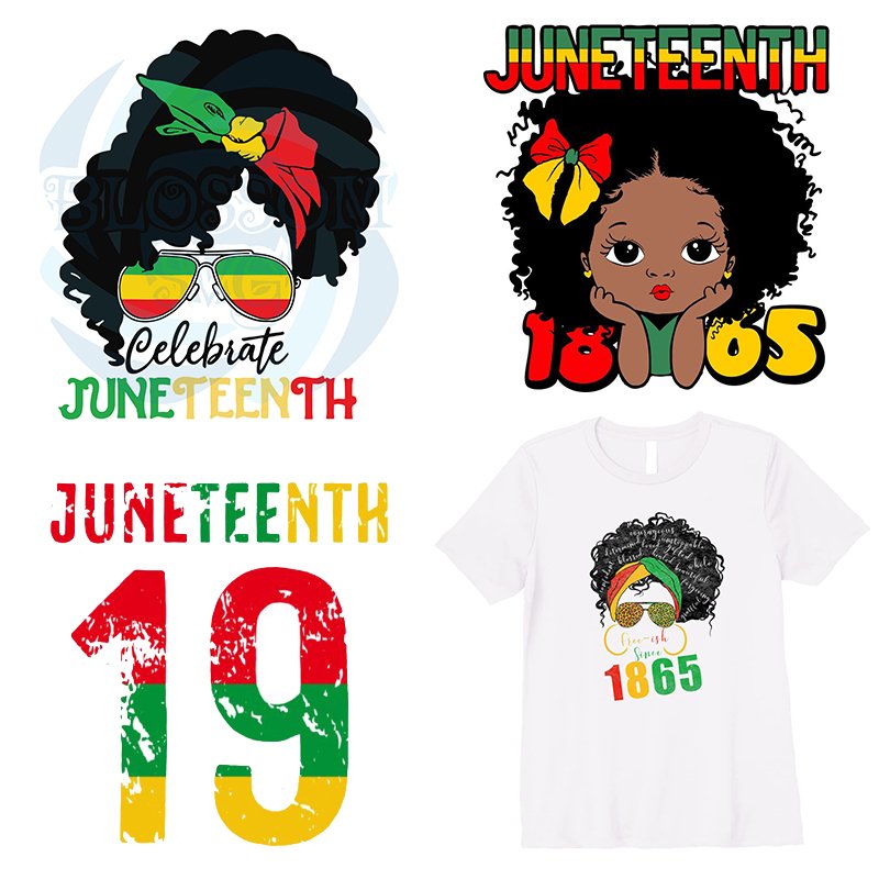 No MOQ Custom black history Juneteenth 1865 Screen Print dtf Heat Transfer Designs Ready To Press transfers For T shirts
