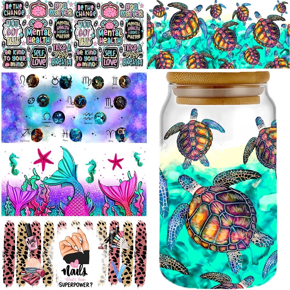 UV Color Print 16oz 20oz 24oz Cold Cups Custom Designs Decals Wraps for Mugs Glass Cans Cheap Uv Dtf Transfer Printing